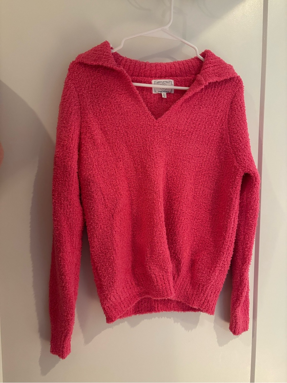 Absolutely Creative Worldwide Hot Pink V-Neck Popover Sweater